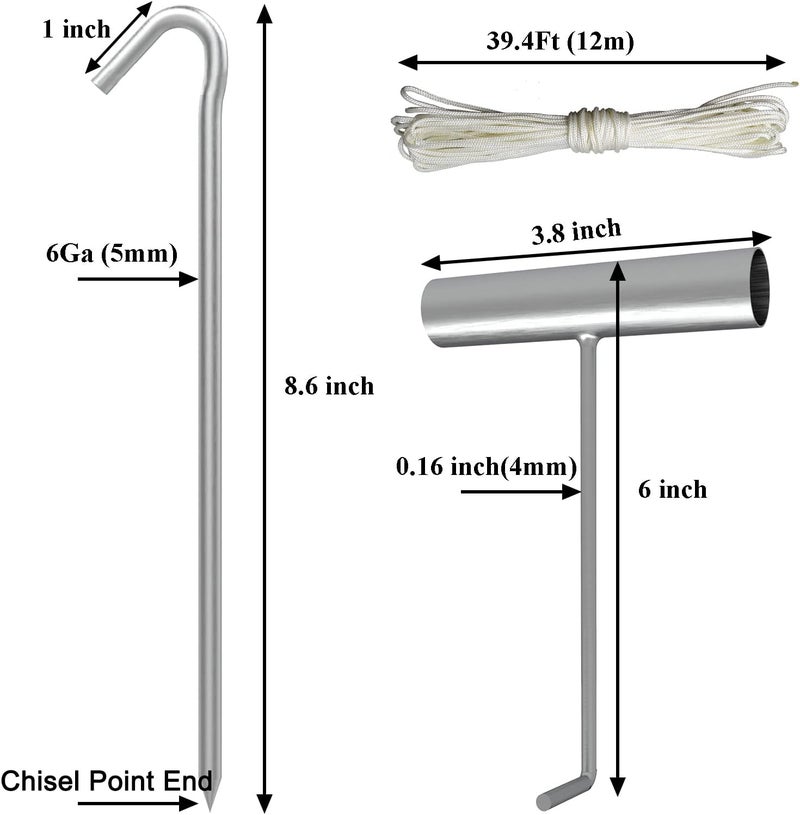 AAGUT Tent Stakes Heavy Duty Metal 9 Inch, 50 Pack Rust-Resistant Galvanized Steel Camping Stake Garden Edging Fence Hooks Yard Tent Pegs for Inflatable, Tarp, Outdoor Christmas Decorations (KIT) - Image 2
